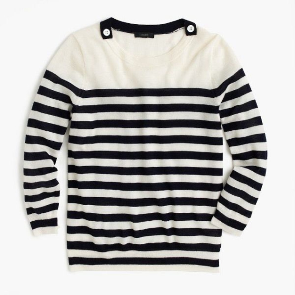J. Crew Striped Black and White Tippi Sweater Size Small